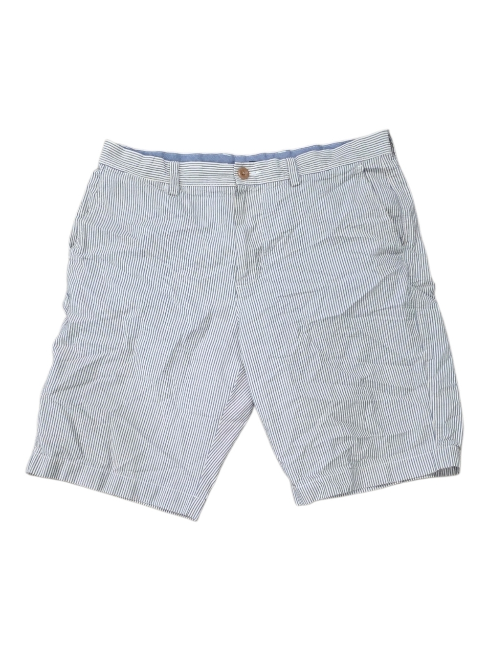 J. Crew Blue and White Seersucker Flat Front Cotton Club Shorts 34